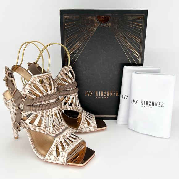 IVY KIRZHNER Valentin Studded Cutout Calf Hair Sandals US 10 Ankle Strap Heels - Picture 13 of 13